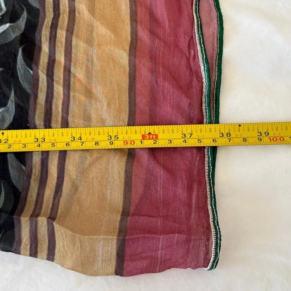 Oversized Baroque Floral & Paisley Scarf | Wrap Dark Romantic Chiffon Shawl - Picture 7 of 9